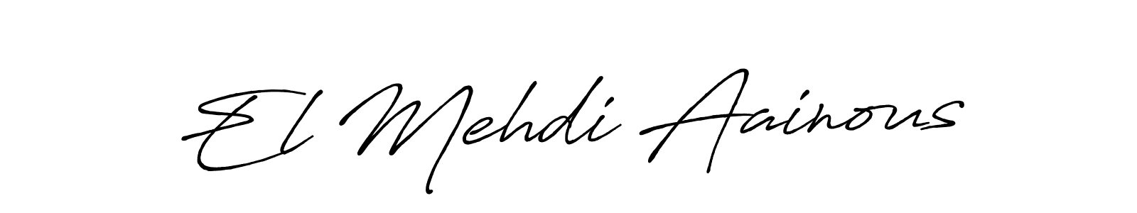 How to make El Mehdi Aainous name signature. Use Antro_Vectra_Bolder style for creating short signs online. This is the latest handwritten sign. El Mehdi Aainous signature style 7 images and pictures png