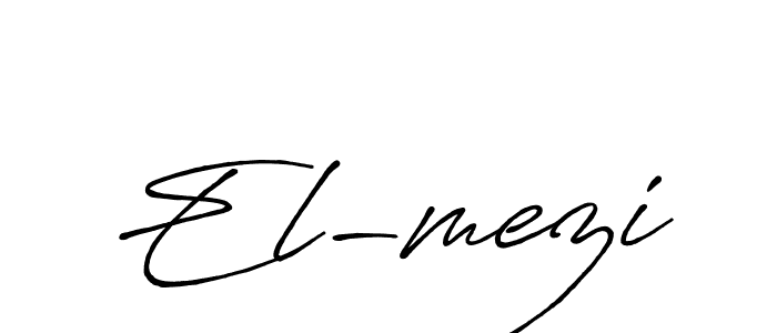 Make a beautiful signature design for name El-mezi. With this signature (Antro_Vectra_Bolder) style, you can create a handwritten signature for free. El-mezi signature style 7 images and pictures png