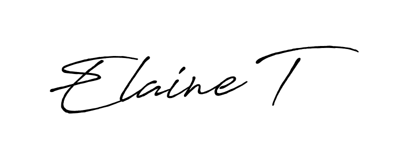 Use a signature maker to create a handwritten signature online. With this signature software, you can design (Antro_Vectra_Bolder) your own signature for name Elaine T. Elaine T signature style 7 images and pictures png