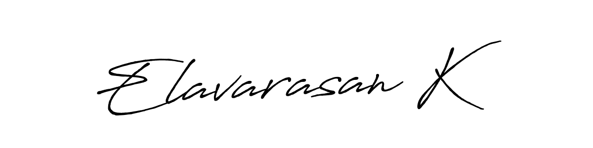 Use a signature maker to create a handwritten signature online. With this signature software, you can design (Antro_Vectra_Bolder) your own signature for name Elavarasan K. Elavarasan K signature style 7 images and pictures png