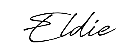 Looking for an artistic signature for Eldie? The Antro_Vectra_Bolder calligraphy style gives a sophisticated flow suitable for business cards and emails. Eldie signature style 7 images and pictures png