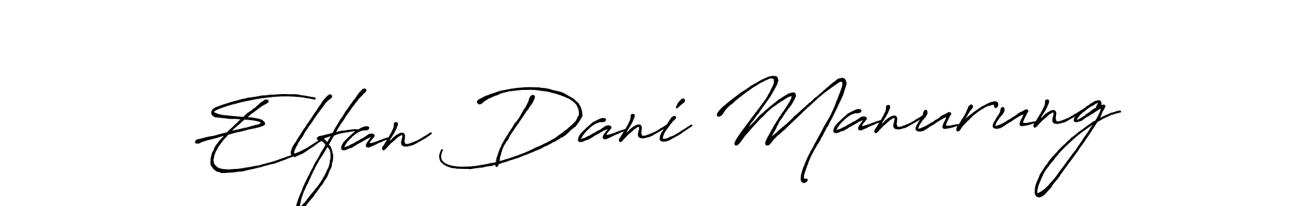 The best way (Antro_Vectra_Bolder) to make a short signature is to pick only two or three words in your name. The name Elfan Dani Manurung include a total of six letters. For converting this name. Elfan Dani Manurung signature style 7 images and pictures png