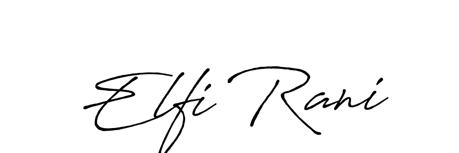 Design your own signature with our free online signature maker. With this signature software, you can create a handwritten (Antro_Vectra_Bolder) signature for name Elfi Rani. Elfi Rani signature style 7 images and pictures png