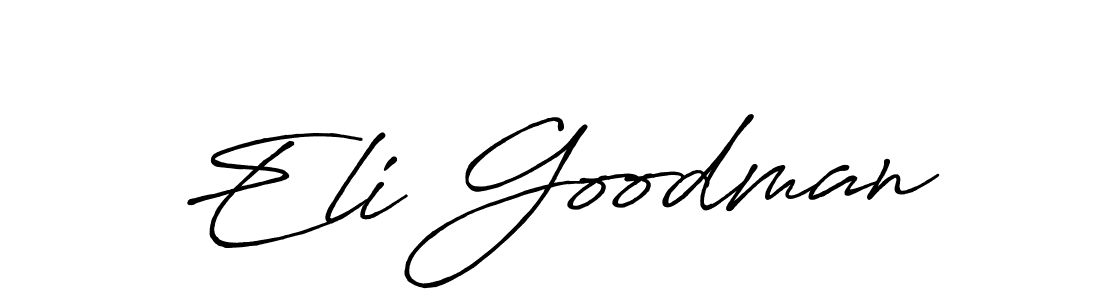 How to make Eli Goodman name signature. Use Antro_Vectra_Bolder style for creating short signs online. This is the latest handwritten sign. Eli Goodman signature style 7 images and pictures png