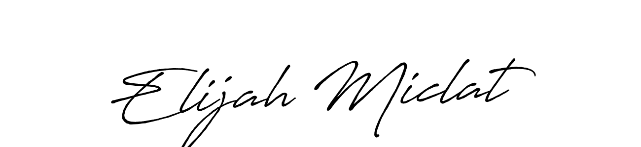 if you are searching for the best signature style for your name Elijah Miclat. so please give up your signature search. here we have designed multiple signature styles  using Antro_Vectra_Bolder. Elijah Miclat signature style 7 images and pictures png