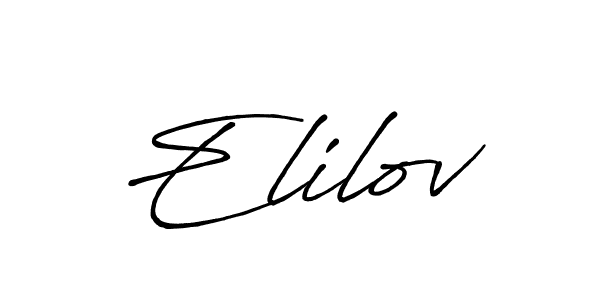 How to make Elilov name signature. Use Antro_Vectra_Bolder style for creating short signs online. This is the latest handwritten sign. Elilov signature style 7 images and pictures png