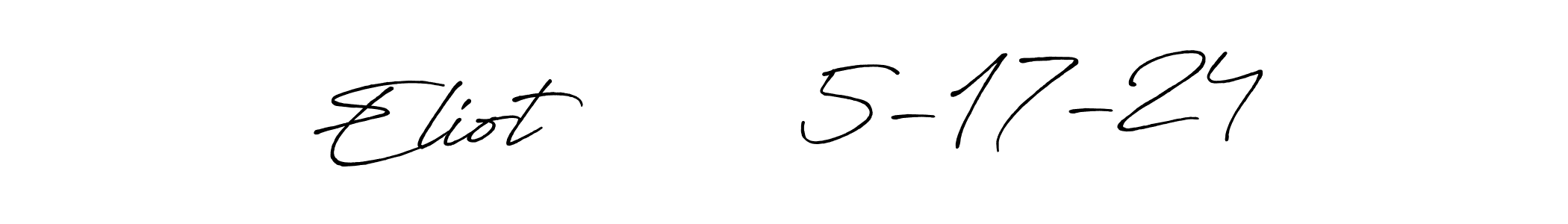 Similarly Antro_Vectra_Bolder is the best handwritten signature design. Signature creator online .You can use it as an online autograph creator for name Eliot         5-17-24. Eliot         5-17-24 signature style 7 images and pictures png