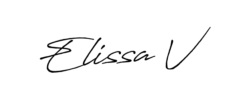 The best way (Antro_Vectra_Bolder) to make a short signature is to pick only two or three words in your name. The name Elissa V include a total of six letters. For converting this name. Elissa V signature style 7 images and pictures png