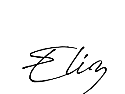Also You can easily find your signature by using the search form. We will create Eliz name handwritten signature images for you free of cost using Antro_Vectra_Bolder sign style. Eliz signature style 7 images and pictures png