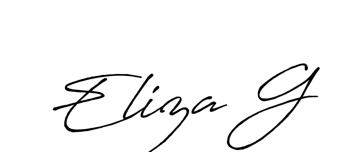 Eliza G stylish signature style. Best Handwritten Sign (Antro_Vectra_Bolder) for my name. Handwritten Signature Collection Ideas for my name Eliza G. Eliza G signature style 7 images and pictures png