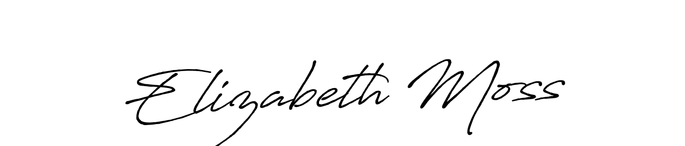 Make a beautiful signature design for name Elizabeth Moss. With this signature (Antro_Vectra_Bolder) style, you can create a handwritten signature for free. Elizabeth Moss signature style 7 images and pictures png