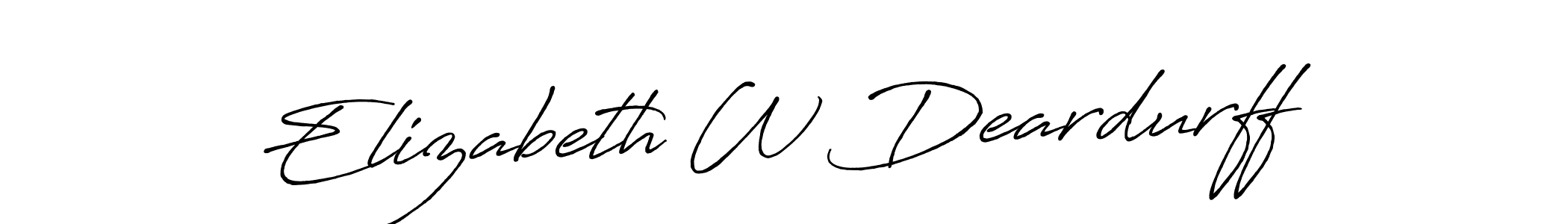 Make a beautiful signature design for name Elizabeth W Deardurff. With this signature (Antro_Vectra_Bolder) style, you can create a handwritten signature for free. Elizabeth W Deardurff signature style 7 images and pictures png