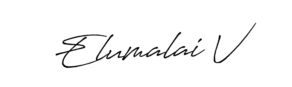 Elumalai V stylish signature style. Best Handwritten Sign (Antro_Vectra_Bolder) for my name. Handwritten Signature Collection Ideas for my name Elumalai V. Elumalai V signature style 7 images and pictures png