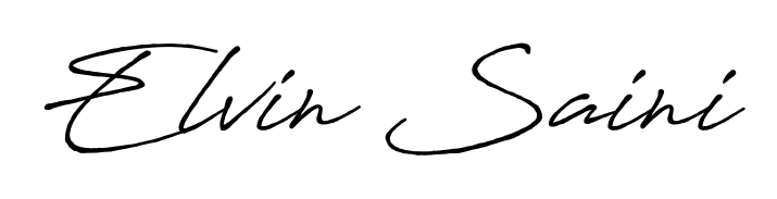 Looking for an artistic signature for Elvin Saini? The Antro_Vectra_Bolder calligraphy style gives a sophisticated flow suitable for business cards and emails. Elvin Saini signature style 7 images and pictures png
