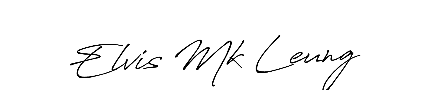 How to make Elvis Mk Leung name signature. Use Antro_Vectra_Bolder style for creating short signs online. This is the latest handwritten sign. Elvis Mk Leung signature style 7 images and pictures png