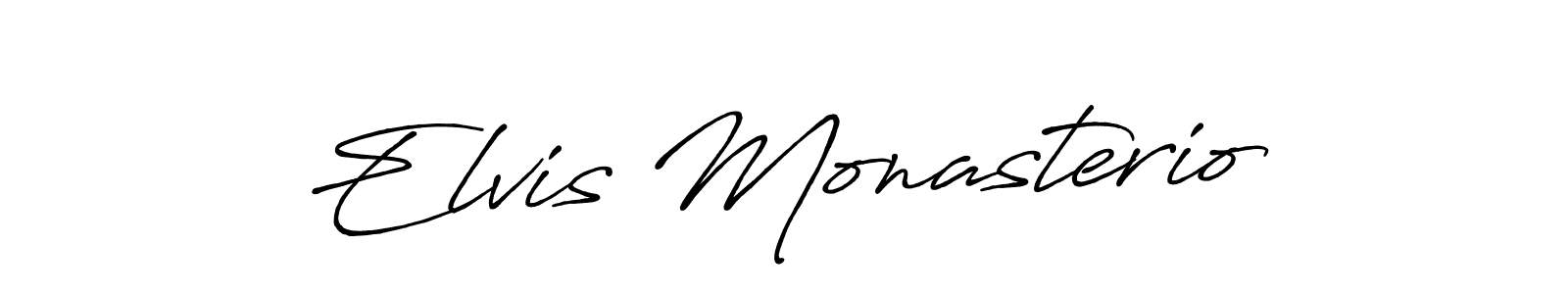 Make a beautiful signature design for name Elvis Monasterio. With this signature (Antro_Vectra_Bolder) style, you can create a handwritten signature for free. Elvis Monasterio signature style 7 images and pictures png