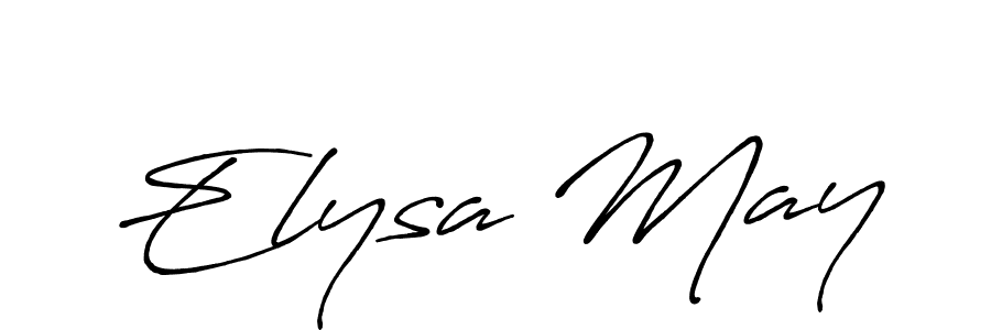 How to make Elysa May name signature. Use Antro_Vectra_Bolder style for creating short signs online. This is the latest handwritten sign. Elysa May signature style 7 images and pictures png