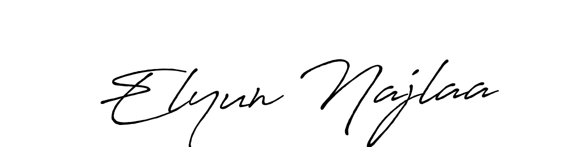 Also You can easily find your signature by using the search form. We will create Elyun Najlaa name handwritten signature images for you free of cost using Antro_Vectra_Bolder sign style. Elyun Najlaa signature style 7 images and pictures png