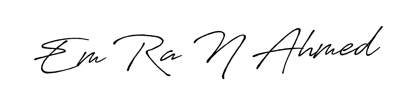Create a beautiful signature design for name Em Ra N Ahmed. With this signature (Antro_Vectra_Bolder) fonts, you can make a handwritten signature for free. Em Ra N Ahmed signature style 7 images and pictures png