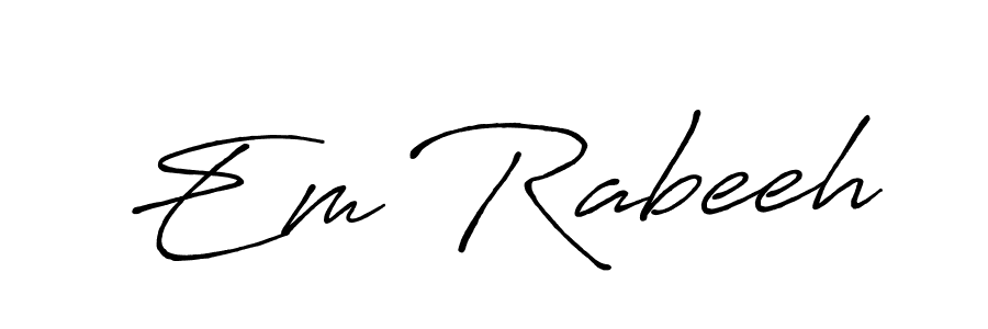 Also You can easily find your signature by using the search form. We will create Em Rabeeh name handwritten signature images for you free of cost using Antro_Vectra_Bolder sign style. Em Rabeeh signature style 7 images and pictures png