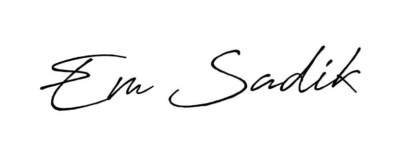 The best way (Antro_Vectra_Bolder) to make a short signature is to pick only two or three words in your name. The name Em Sadik include a total of six letters. For converting this name. Em Sadik signature style 7 images and pictures png