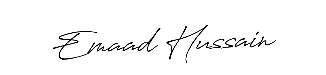 Also we have Emaad Hussain name is the best signature style. Create professional handwritten signature collection using Antro_Vectra_Bolder autograph style. Emaad Hussain signature style 7 images and pictures png