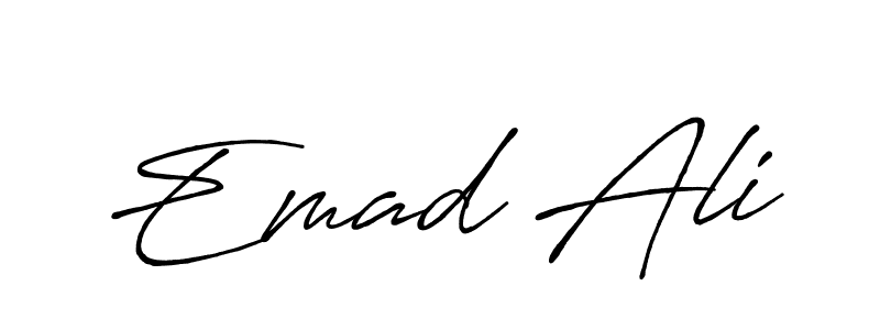 How to make Emad Ali name signature. Use Antro_Vectra_Bolder style for creating short signs online. This is the latest handwritten sign. Emad Ali signature style 7 images and pictures png