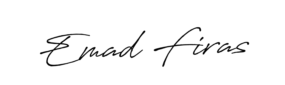 Create a beautiful signature design for name Emad Firas. With this signature (Antro_Vectra_Bolder) fonts, you can make a handwritten signature for free. Emad Firas signature style 7 images and pictures png