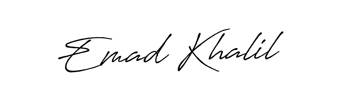 How to make Emad Khalil name signature. Use Antro_Vectra_Bolder style for creating short signs online. This is the latest handwritten sign. Emad Khalil signature style 7 images and pictures png