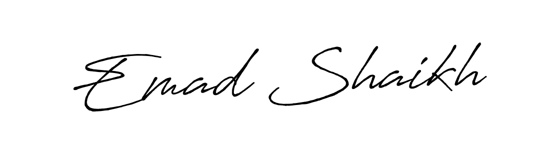 Design your own signature with our free online signature maker. With this signature software, you can create a handwritten (Antro_Vectra_Bolder) signature for name Emad Shaikh. Emad Shaikh signature style 7 images and pictures png