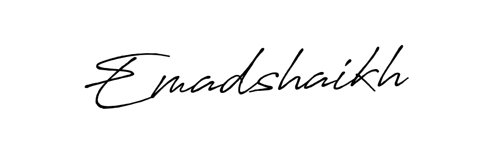 Also we have Emadshaikh name is the best signature style. Create professional handwritten signature collection using Antro_Vectra_Bolder autograph style. Emadshaikh signature style 7 images and pictures png