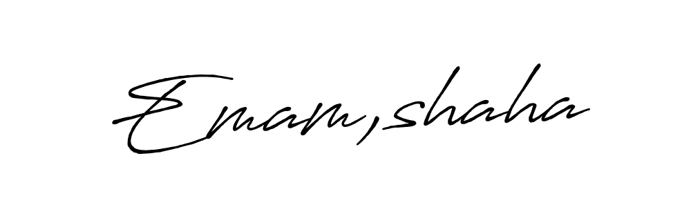 Use a signature maker to create a handwritten signature online. With this signature software, you can design (Antro_Vectra_Bolder) your own signature for name Emam,shaha. Emam,shaha signature style 7 images and pictures png