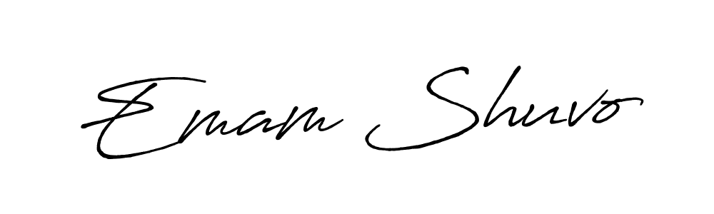 Use a signature maker to create a handwritten signature online. With this signature software, you can design (Antro_Vectra_Bolder) your own signature for name Emam Shuvo. Emam Shuvo signature style 7 images and pictures png