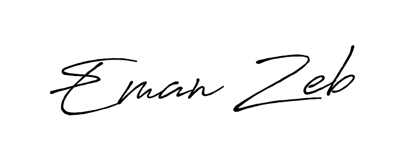 Create a beautiful signature design for name Eman Zeb. With this signature (Antro_Vectra_Bolder) fonts, you can make a handwritten signature for free. Eman Zeb signature style 7 images and pictures png