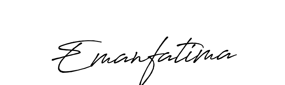 Use a signature maker to create a handwritten signature online. With this signature software, you can design (Antro_Vectra_Bolder) your own signature for name Emanfatima. Emanfatima signature style 7 images and pictures png