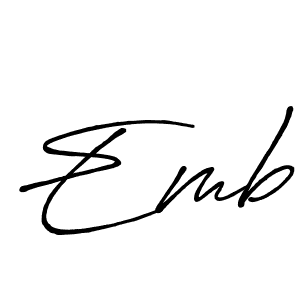 Use a signature maker to create a handwritten signature online. With this signature software, you can design (Antro_Vectra_Bolder) your own signature for name Emb. Emb signature style 7 images and pictures png