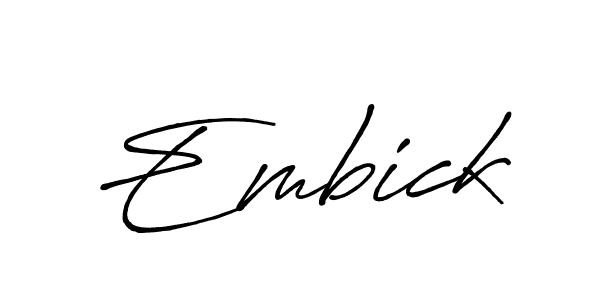 How to make Embick name signature. Use Antro_Vectra_Bolder style for creating short signs online. This is the latest handwritten sign. Embick signature style 7 images and pictures png