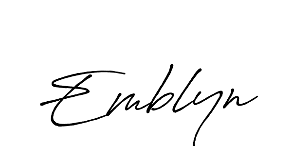 Use a signature maker to create a handwritten signature online. With this signature software, you can design (Antro_Vectra_Bolder) your own signature for name Emblyn. Emblyn signature style 7 images and pictures png