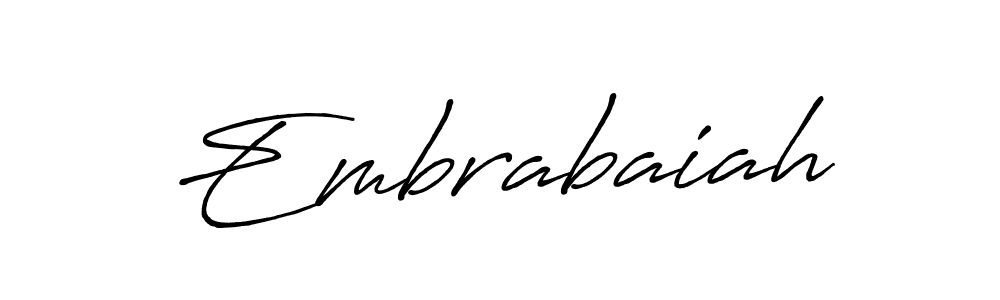 How to make Embrabaiah name signature. Use Antro_Vectra_Bolder style for creating short signs online. This is the latest handwritten sign. Embrabaiah signature style 7 images and pictures png