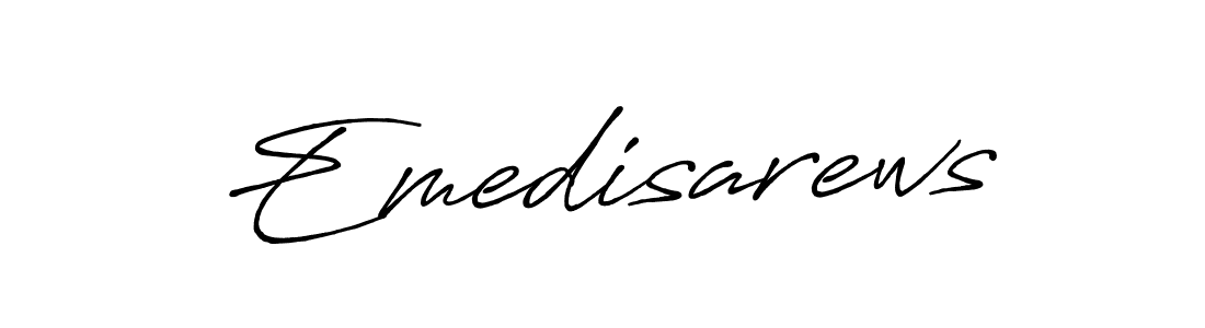 The best way (Antro_Vectra_Bolder) to make a short signature is to pick only two or three words in your name. The name Emedisarews include a total of six letters. For converting this name. Emedisarews signature style 7 images and pictures png