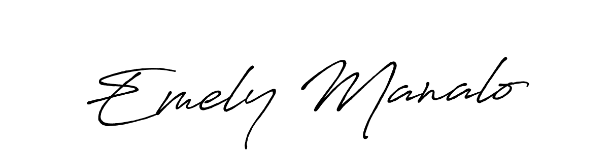 Create a beautiful signature design for name Emely Manalo. With this signature (Antro_Vectra_Bolder) fonts, you can make a handwritten signature for free. Emely Manalo signature style 7 images and pictures png