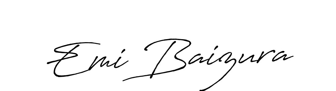 How to make Emi Baizura name signature. Use Antro_Vectra_Bolder style for creating short signs online. This is the latest handwritten sign. Emi Baizura signature style 7 images and pictures png