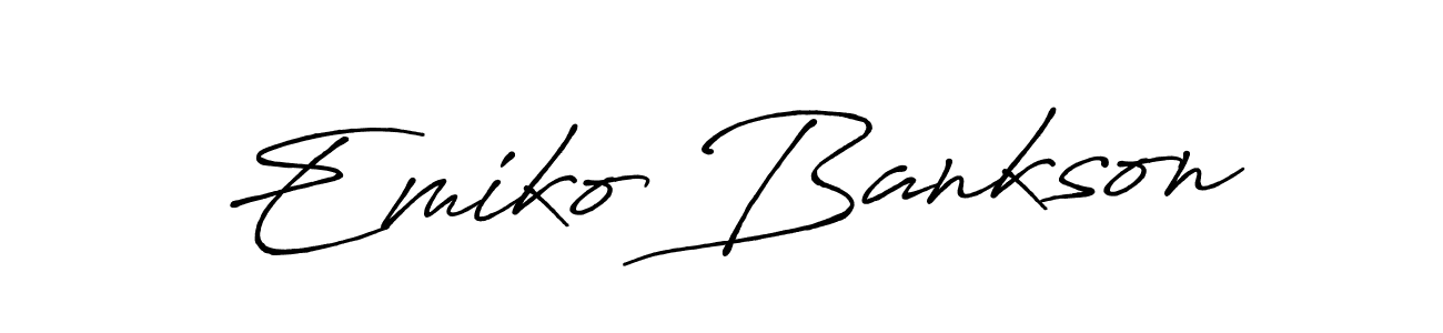 The best way (Antro_Vectra_Bolder) to make a short signature is to pick only two or three words in your name. The name Emiko Bankson include a total of six letters. For converting this name. Emiko Bankson signature style 7 images and pictures png
