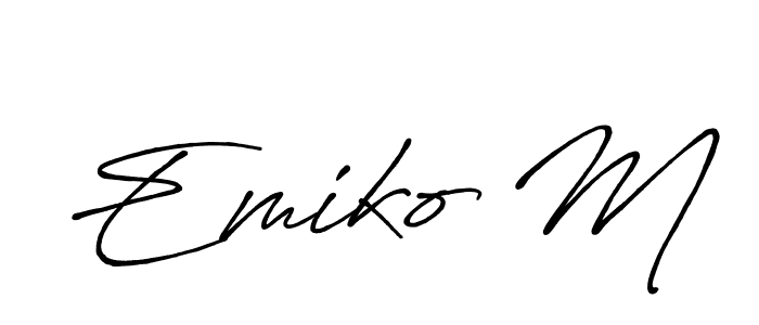 Also You can easily find your signature by using the search form. We will create Emiko M name handwritten signature images for you free of cost using Antro_Vectra_Bolder sign style. Emiko M signature style 7 images and pictures png