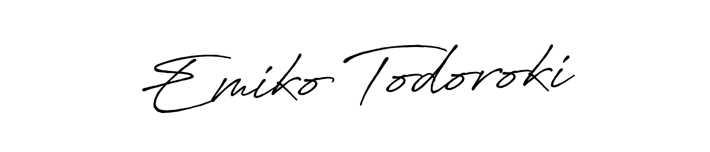 Antro_Vectra_Bolder is a professional signature style that is perfect for those who want to add a touch of class to their signature. It is also a great choice for those who want to make their signature more unique. Get Emiko Todoroki name to fancy signature for free. Emiko Todoroki signature style 7 images and pictures png