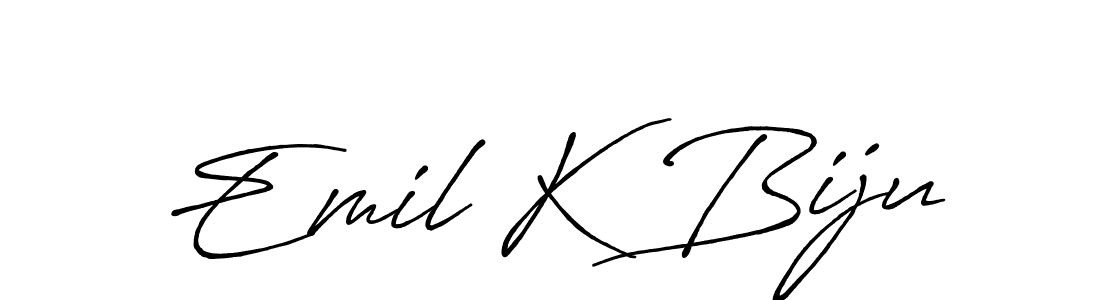 It looks lik you need a new signature style for name Emil K Biju. Design unique handwritten (Antro_Vectra_Bolder) signature with our free signature maker in just a few clicks. Emil K Biju signature style 7 images and pictures png