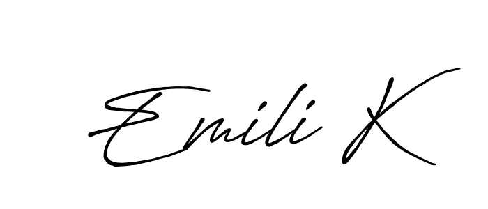 It looks lik you need a new signature style for name Emili K. Design unique handwritten (Antro_Vectra_Bolder) signature with our free signature maker in just a few clicks. Emili K signature style 7 images and pictures png