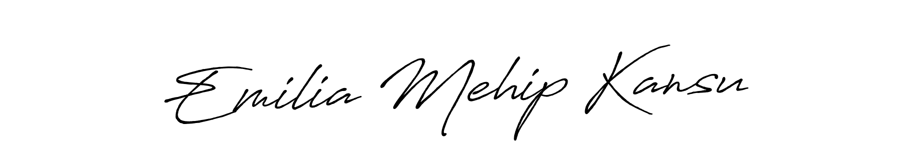 Create a beautiful signature design for name Emilia Mehip Kansu. With this signature (Antro_Vectra_Bolder) fonts, you can make a handwritten signature for free. Emilia Mehip Kansu signature style 7 images and pictures png