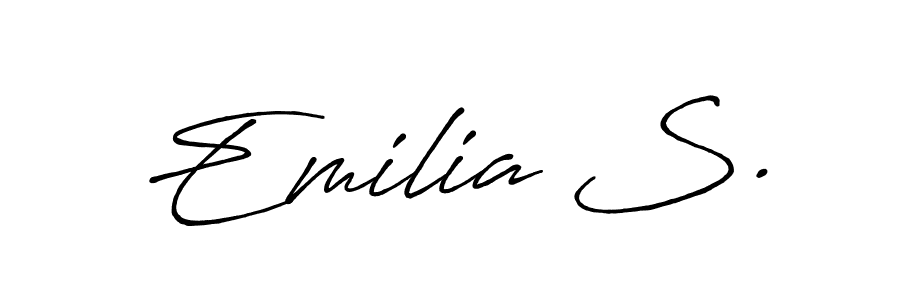 This is the best signature style for the Emilia S. name. Also you like these signature font (Antro_Vectra_Bolder). Mix name signature. Emilia S. signature style 7 images and pictures png