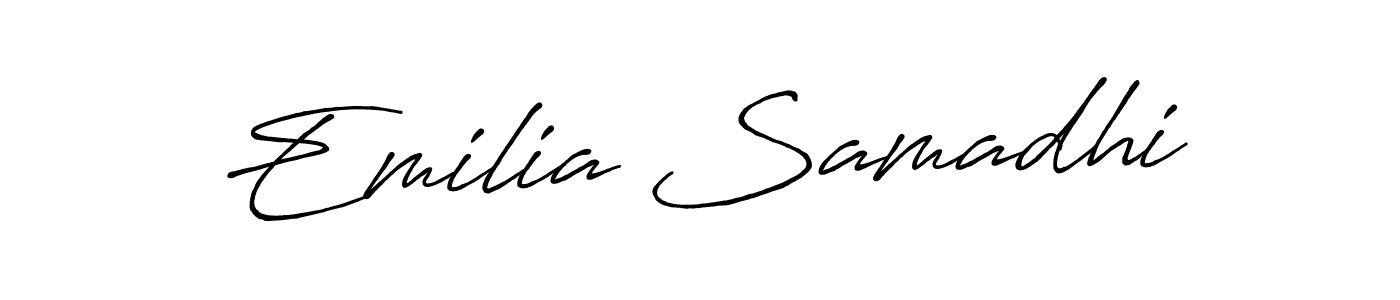 Similarly Antro_Vectra_Bolder is the best handwritten signature design. Signature creator online .You can use it as an online autograph creator for name Emilia Samadhi. Emilia Samadhi signature style 7 images and pictures png